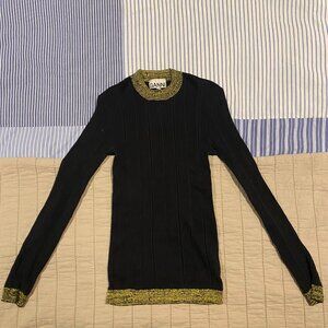 Ganni black longsleeve contrast top